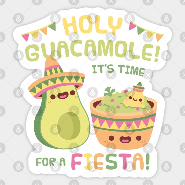 Cute Avocado Holy Guacamole Its Time For A Fiesta Sticker by rustydoodle
